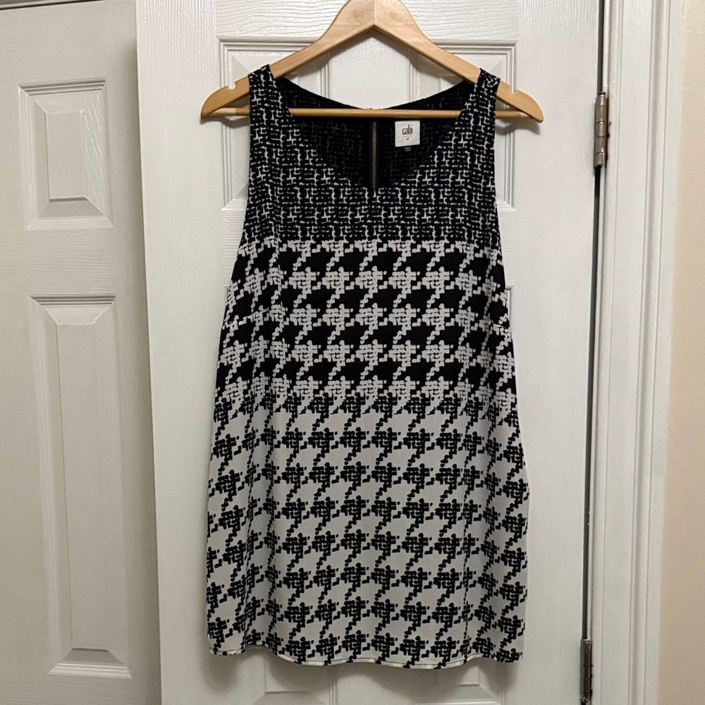 CAbi Black and White Houndstooth Tunic